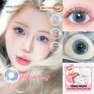  Lens xanh có độ cận 0-8 Aquarius N'Rosa cho mắt thở cao cấp Angel Eyes phân phối kính giãn tròng xanh có viền 14.5mm 
