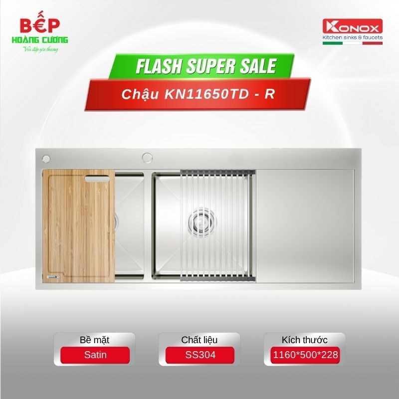 Chậu Rửa Konox Workstation – Topmount Sink KN11650TD Phải/ trái – Đẳng cấp Châu Âu cho căn bếp Việt