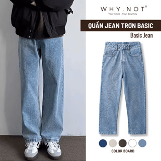   CÓ BIGSIZE  Quần Jeans Nam Baggy Suông WHY NOT Màu Xanh Đen Trắng Ghi Jeans chính phẩm mềm mịn 