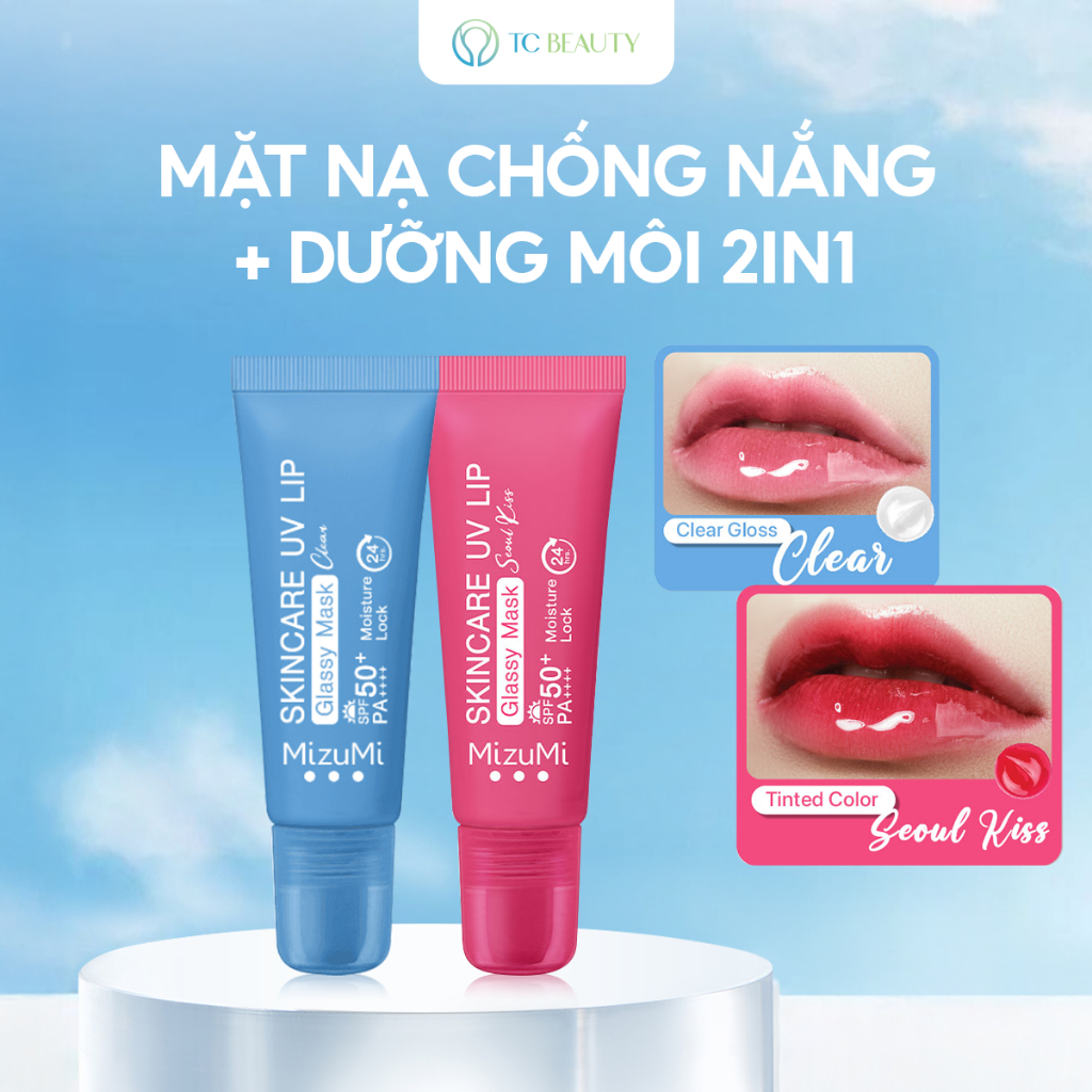 Son Dưỡng Môi Chống Nắng MizuMi Skincare UV Lip Glassy Mask Clear - Giúp Môi Căng Mọng, Bóng Khoẻ 8g