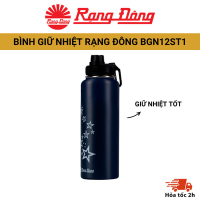 Bình giữ nhiệt Inox 304 cao cấp RẠNG ĐÔNG-BGN12ST1 - Dung tích 1200ml, giữ nóng lên đến 12h và giữ lạnh lên đến 24h