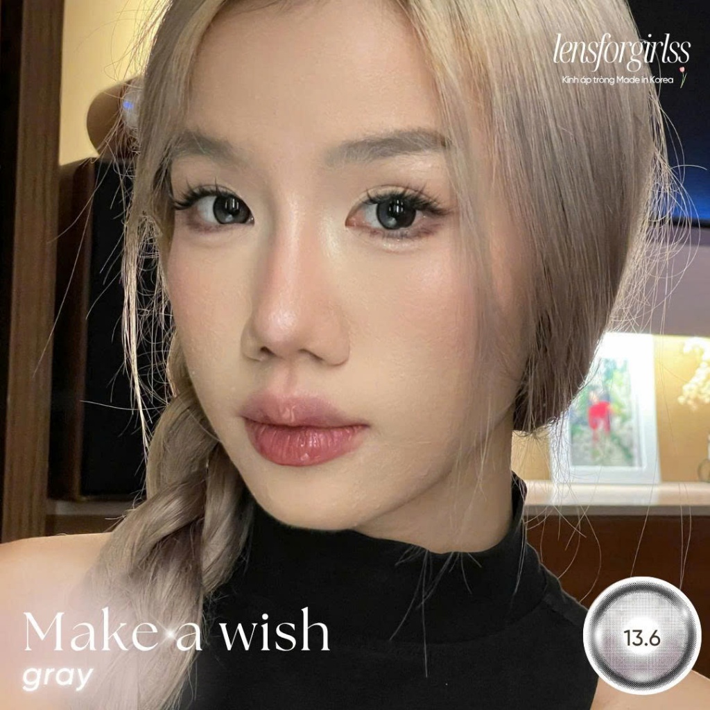 Kính áp tròng | LENS GIÃN TRÒNG xám có viền MAKE A WISH GRAY chính hãng EYEMEETCHU KOREA | DIA 14.5 | LENSFORGIRLSS | BigBuy360 - bigbuy360.vn