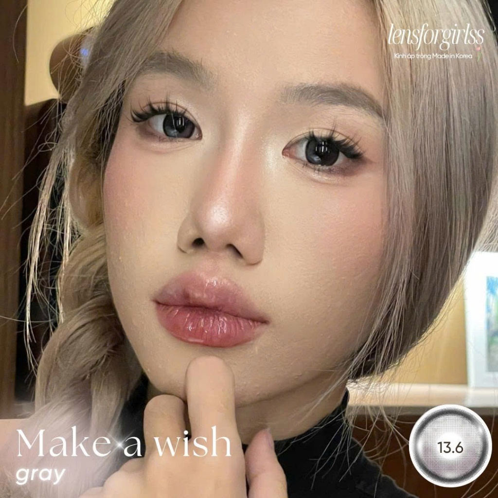 Kính áp tròng | LENS GIÃN TRÒNG xám có viền MAKE A WISH GRAY chính hãng EYEMEETCHU KOREA | DIA 14.5 | LENSFORGIRLSS | BigBuy360 - bigbuy360.vn