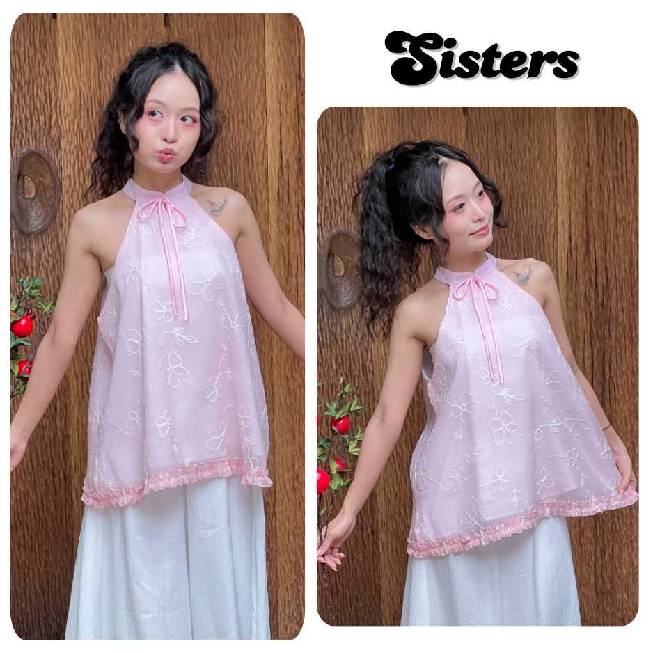 Set Áo Yếm Phúc Vải Tơ Hoa Nổi NV688 Áo Yếm In Hoa Nổi Dễ Thương Trung Thu Xuân Hè