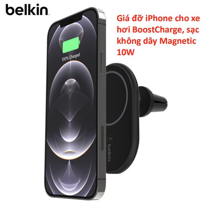 [ Chính hãng Belkin]Sạc/giá đỡ Điện thoại cho xe hơi BoostCharge, sạc không dây Magnetic 10W