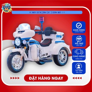  Xe máy điện cảnh sát 3 bánh mã 111 cho bé loại to đại 2 động cơ ghế da 