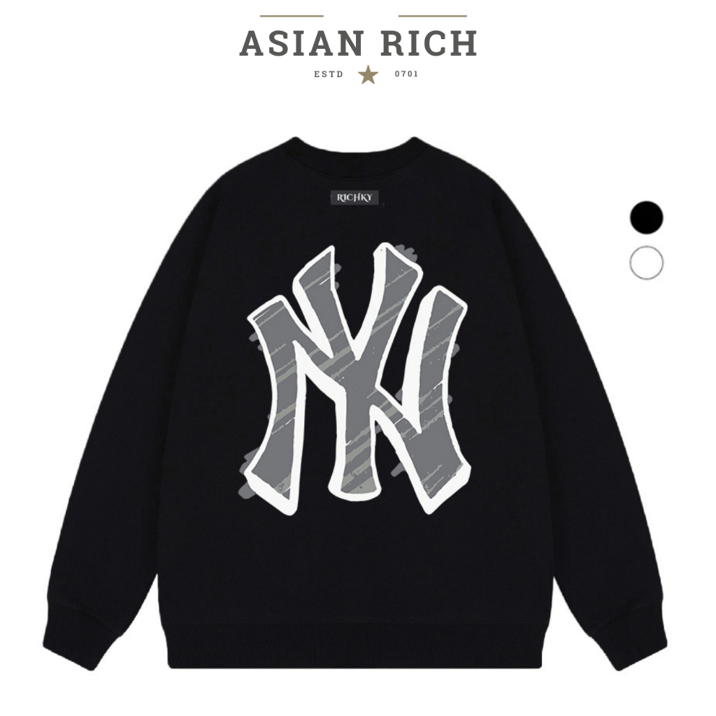 Áo Sweater Asian Rich Premium Nỉ Mlb Ny Dark Grey