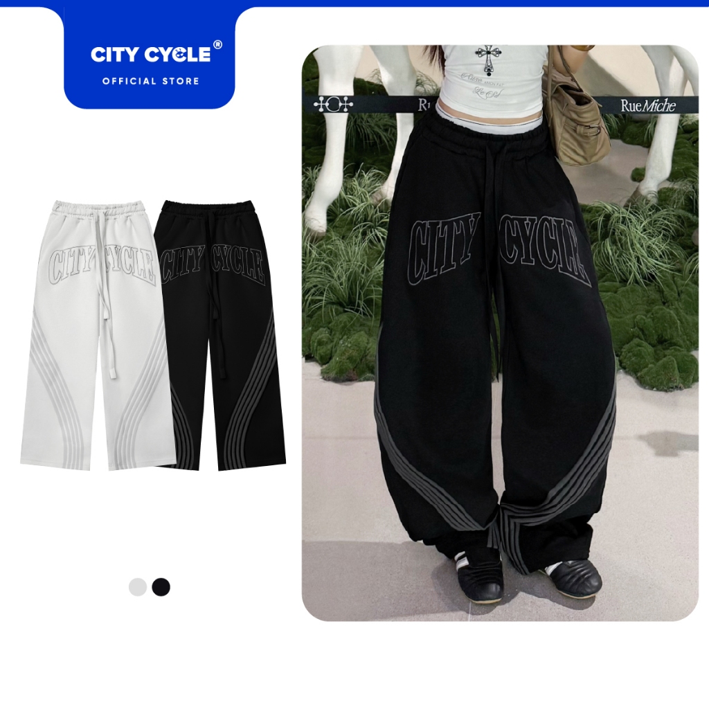 Quần dài nỉ nam nữ mùa đông Local Brand Chính Hãng City Cycle Quần dài Wave Line