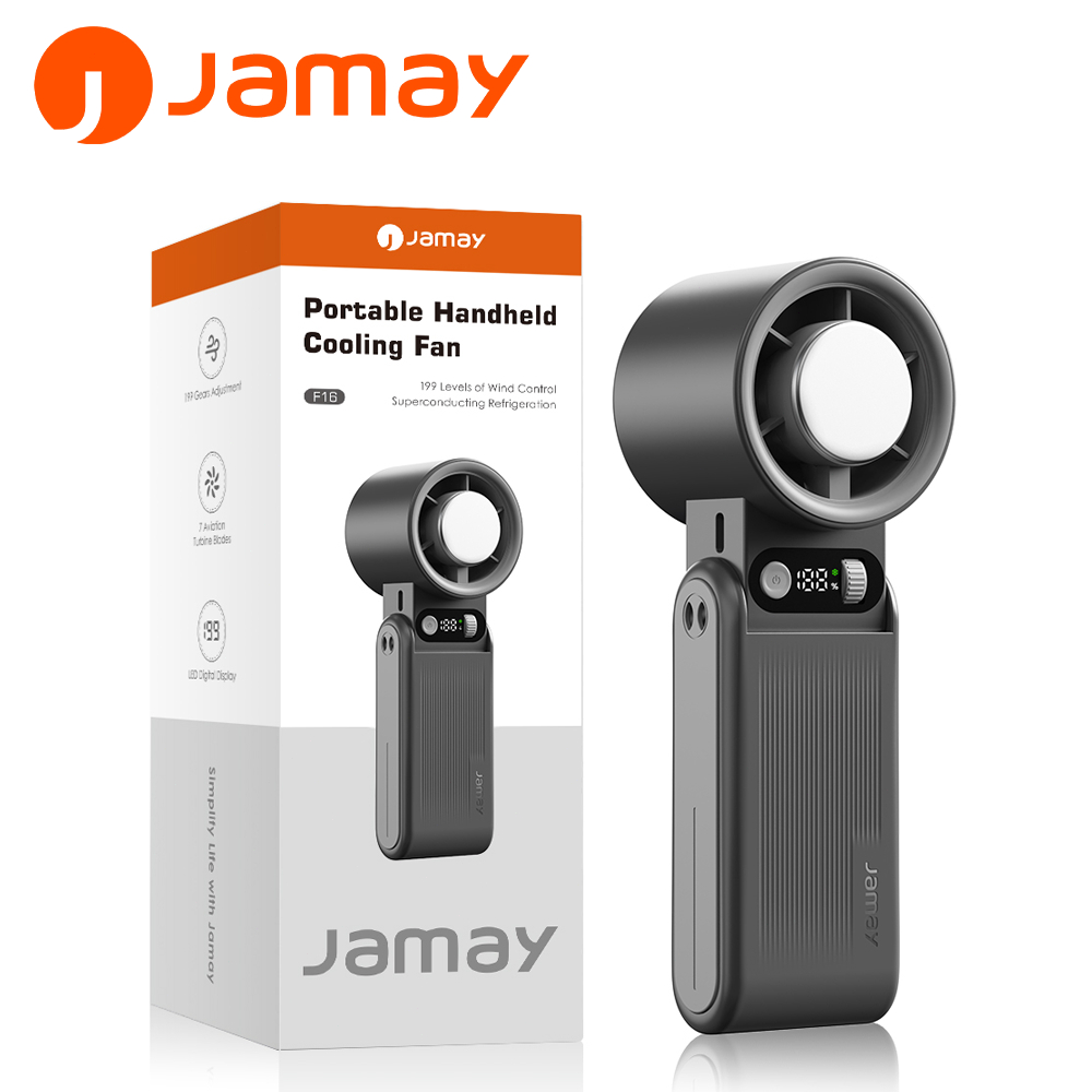 JAMAY Quạt Cầm Tay Mini, turbo 199 Tốc Độ Gió Siêu Mạnh, Pin 10000mAh, Quạt Sò Lạnh, Gập Gọn 135 Độ, Tặng dây đeo F16 D | BigBuy360 - bigbuy360.vn