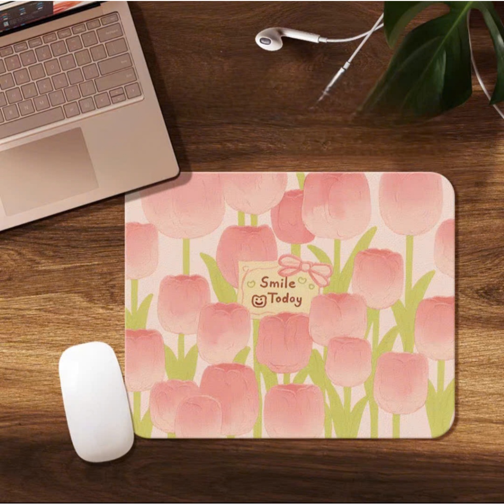 Lót Chuột Máy Tính Hoa Tulip Dễ Thương – Mouse Pad Hoa Hồng Pastel Smile Today, Chống Trượt, Êm Tay