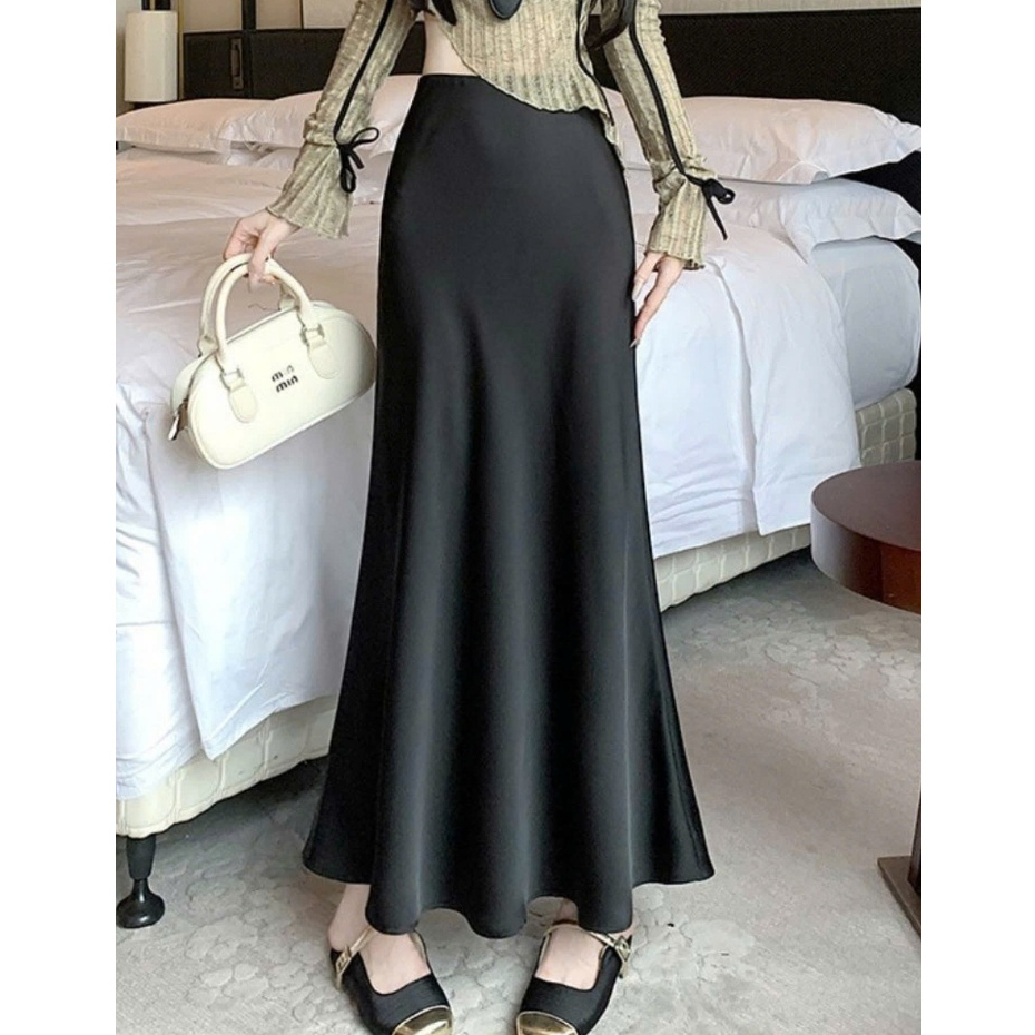 Chân Váy Lụa Đuôi Cá Dáng Dài Dày Dặn, Chân Váy Đuôi Cá Lụa Vân Gỗ Thanh Lịch, Sang Chảnh | BigBuy360 - bigbuy360.vn