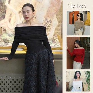  Áo Trễ Vai Chất Nhún Nhũ Co Dãn Nhún Vai Bản To Dài Tay Miolady 
