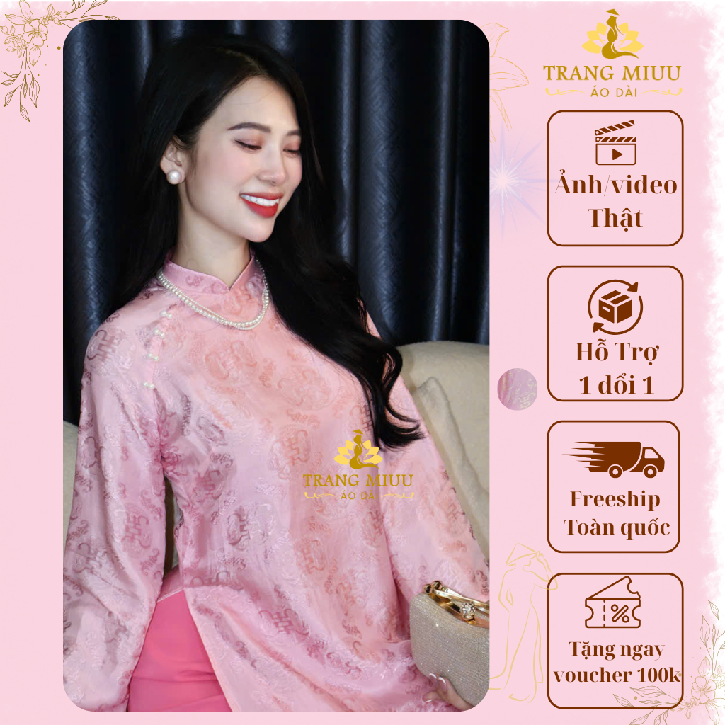 Áo Dài Dáng Suông nền thọ dơi cao cấp - Áo Dài Trang Miu