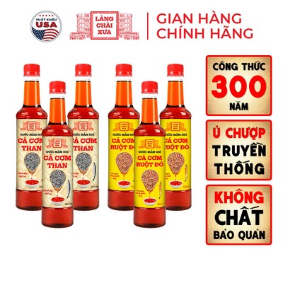 [TẶNG NƯỚC TƯƠNG 125ML] Thùng 6 chai 525ml 3 THAN 3 VÀNG Nước Mắm Nhỉ Truyền Thống Làng Chài Xưa