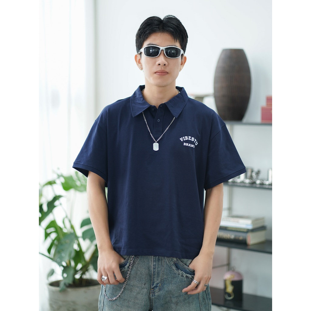 Áo Polo Local Brand VIBESTU " Logo Vibestu ", Áo Polo Boxy Form Rộng Unisex 250Gsm Cotton | BigBuy360 - bigbuy360.vn