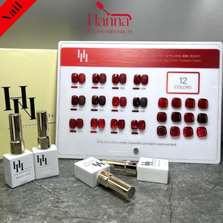  Set 12 Màu Sơn Gel Tone Đỏ HN GEL Kèm Bảng Màu Tiện Lợi  Chai 15ml  