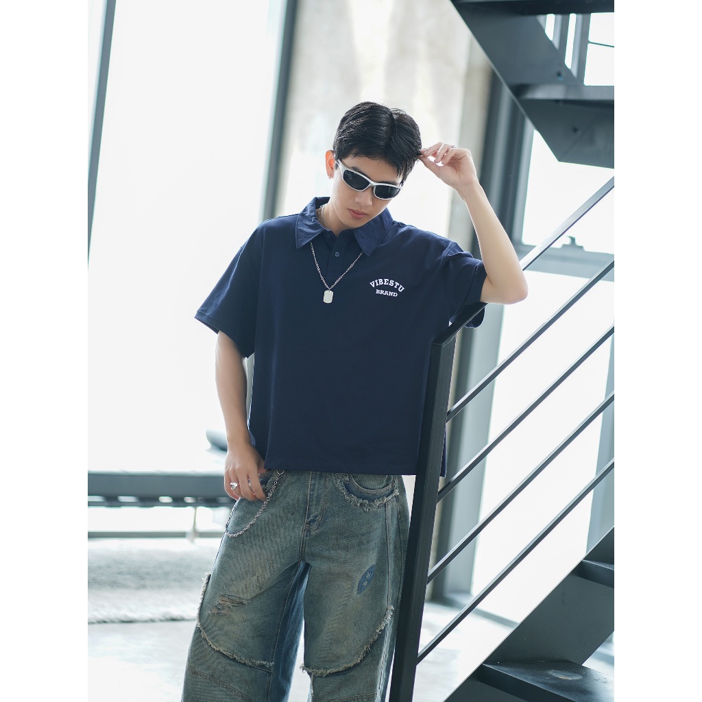 Áo Polo Local Brand VIBESTU " Logo Vibestu ", Áo Polo Boxy Form Rộng Unisex 250Gsm Cotton | BigBuy360 - bigbuy360.vn