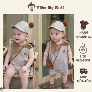 (SẴN) Jumsuit Korea tone nâu nơ sát nách mùa hè cho bé