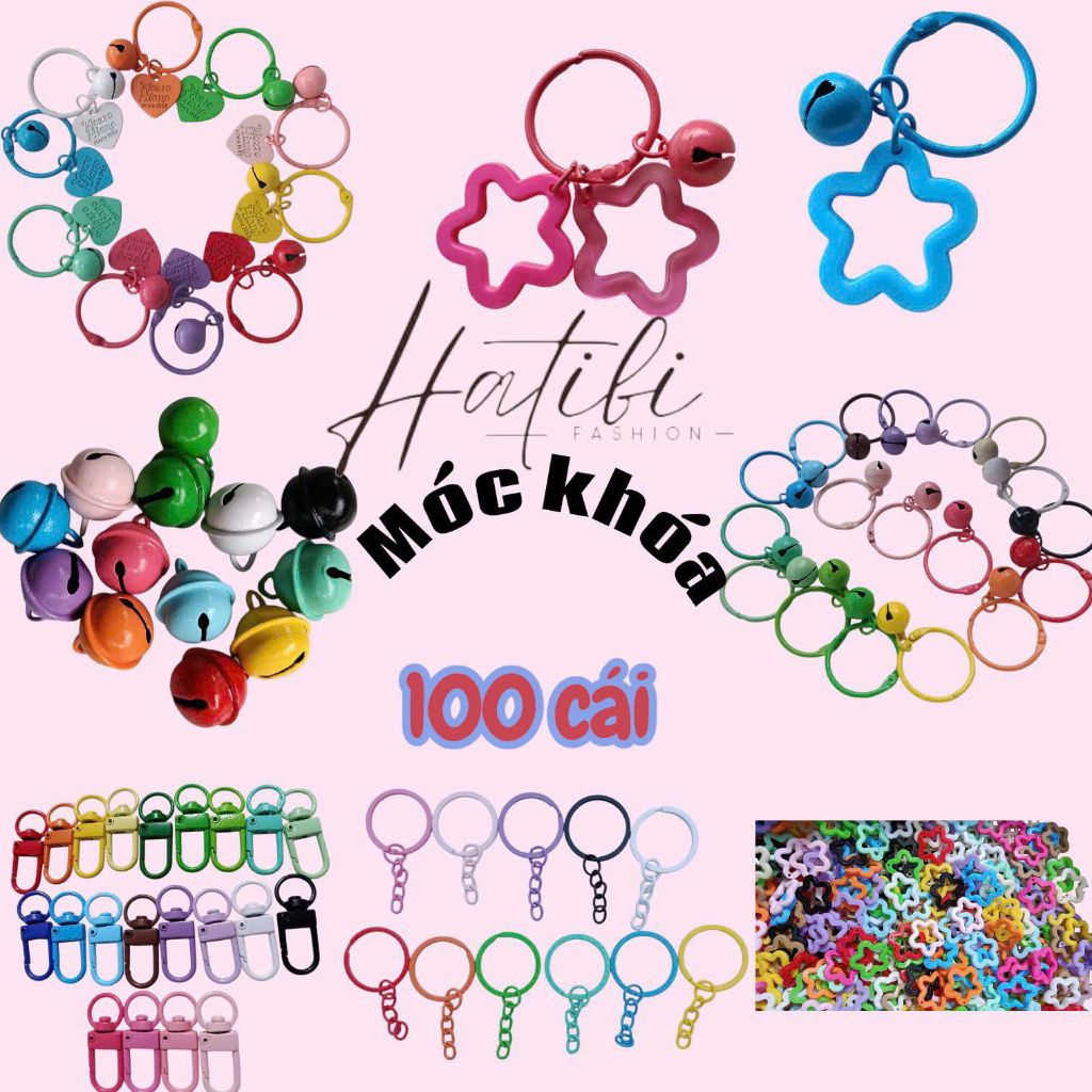 (Sỉ 100 cái) Móc khóa, móc khóa nhiều màu sắc