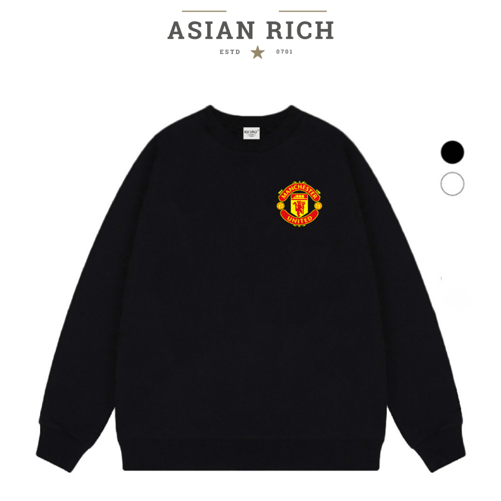 Áo Sweater Asian Rich Premium Nỉ Logo Left Câu Lạc Bộ Bóng Đá Manchester United Fc