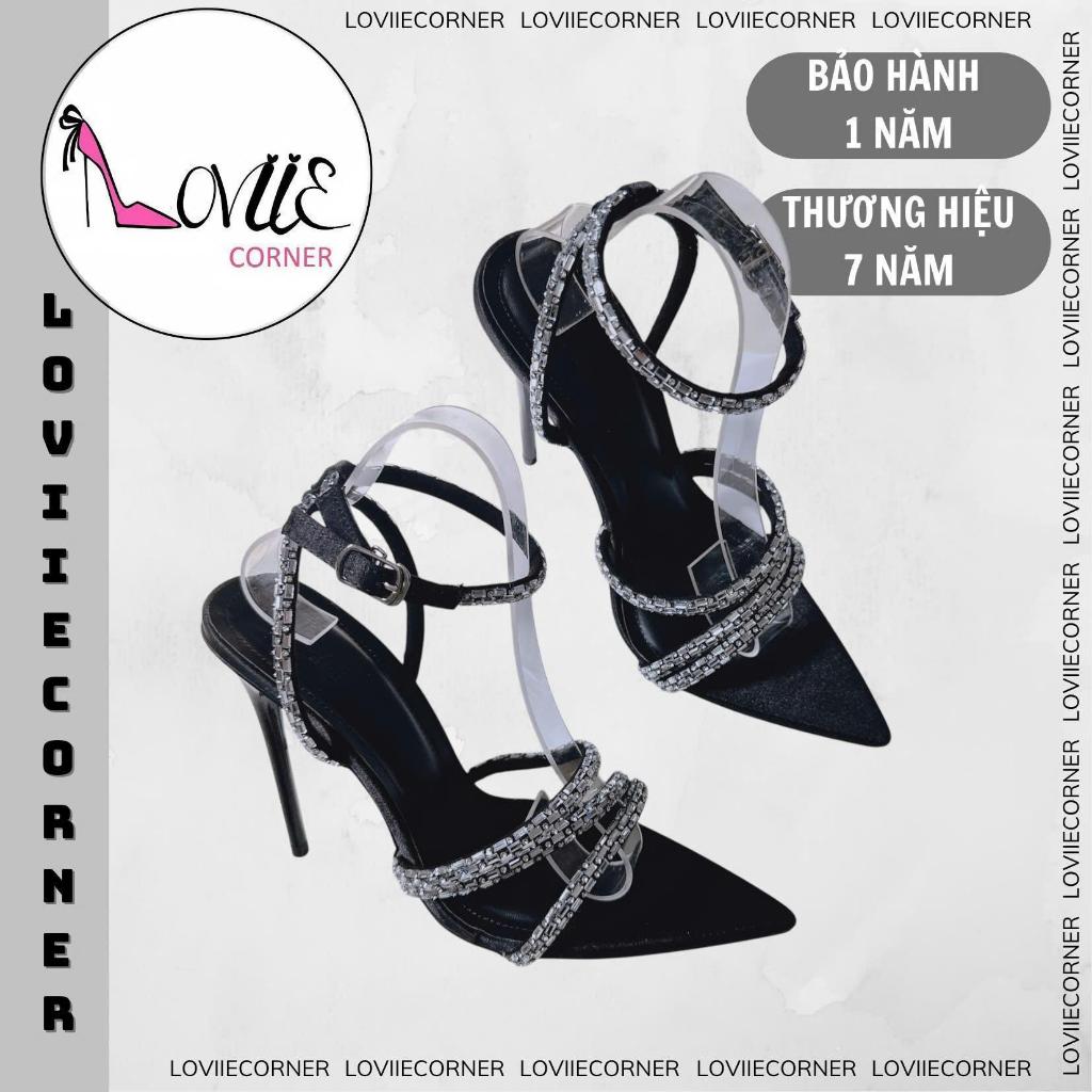 LOVIIECORNER - GIÀY NỮ THỜI TRANG DÂY ĐÁ CHÉO THIẾT KẾ TINH TẾ - GIÀY NỮ ĐI TIỆC GÓT NHỌN 12CM -11CM