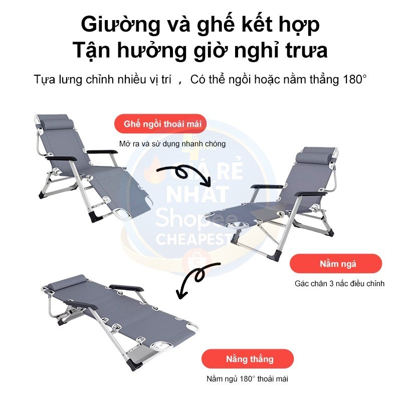 𝑯𝑬𝑰𝑵𝑶 Ghế Thư Giãn Gấp Gọn Kèm Nệm Cao Cấp Và Gối Ghế Lười Có Thể Gấp Thành Giường-Cấp Chịu Tại200KG | BigBuy360 - bigbuy360.vn