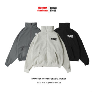  Áo Khoác Jacket nỉ Zip Chữ Ngực màu Form Boxy Monster x Street áo khoác nỉ thời trang nam nữ unisex 