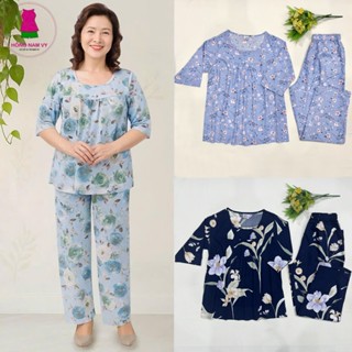  Đồ bộ trung niên tole lanh 2 da dài tay lỡ đẹp mát size 47-75kg 