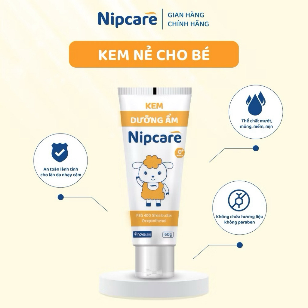 Kem dưỡng ẩm Novocare Nipcare 60g- kem nẻ cho bé da khô, nứt nẻ, chàm sữa, viêm da cơ địa