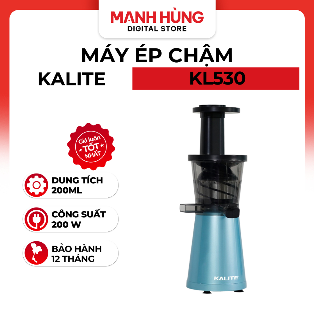 Máy ép chậm Kalite KL530 -Công suất 200W - Dung tích 200ml - BẢO HÀNH CHÍNH HÃNG 12 tháng