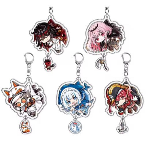 Móc khóa Nijisanji, nhân vật hoạt hình Mysta Rias, Vox Akuma, Houshou Marine, Gawr Gura, mặt dây tre