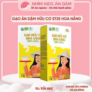   Date T10 2026  Gạo Hữu Cơ HOA NẮNG ST25 Vàng Lúa Chín 1Kg - Mềm Dẻo Thơm Hạt Dài - Gạo Nấu Cháo Cho Bé Ăn Dặm Từ 6M+ 