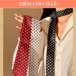  Khăn lụa chấm bi khăn canvas thắt nơ thắt giỏ làm băng đô-Tiệm Cói Cô Lê 