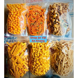  COMBO 1,8kg 6 Món Snack Bim Bim 6 Vị Gồm : Nui Chiên -Tăm Đậu -Ngó sen -Quẩy Cua -Xương Chó- Khoai tây Lắc phomai 