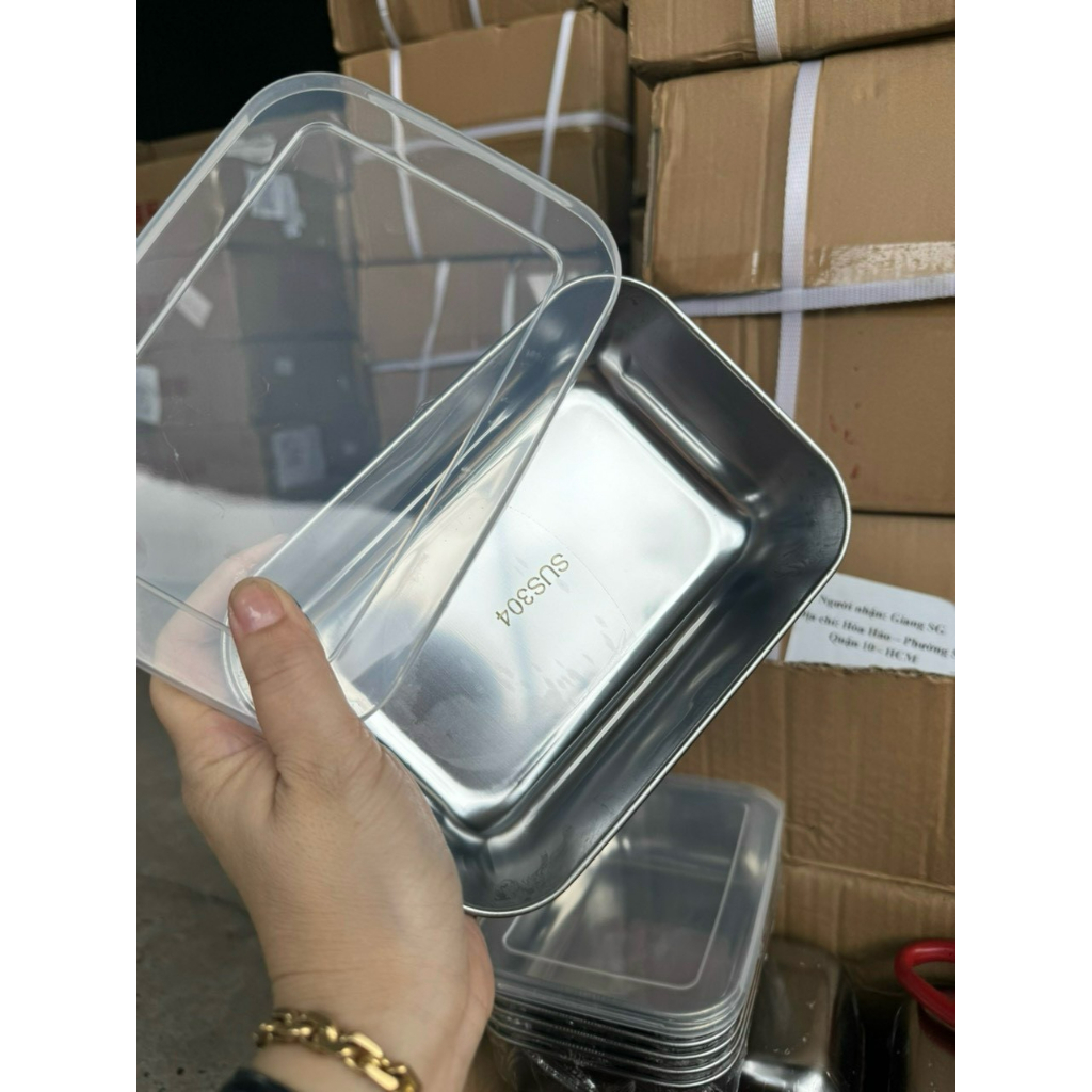 5 Hộp đựng thực phẩm inox 304 có nắp đậy, khay đựng thực phẩm bằng inox