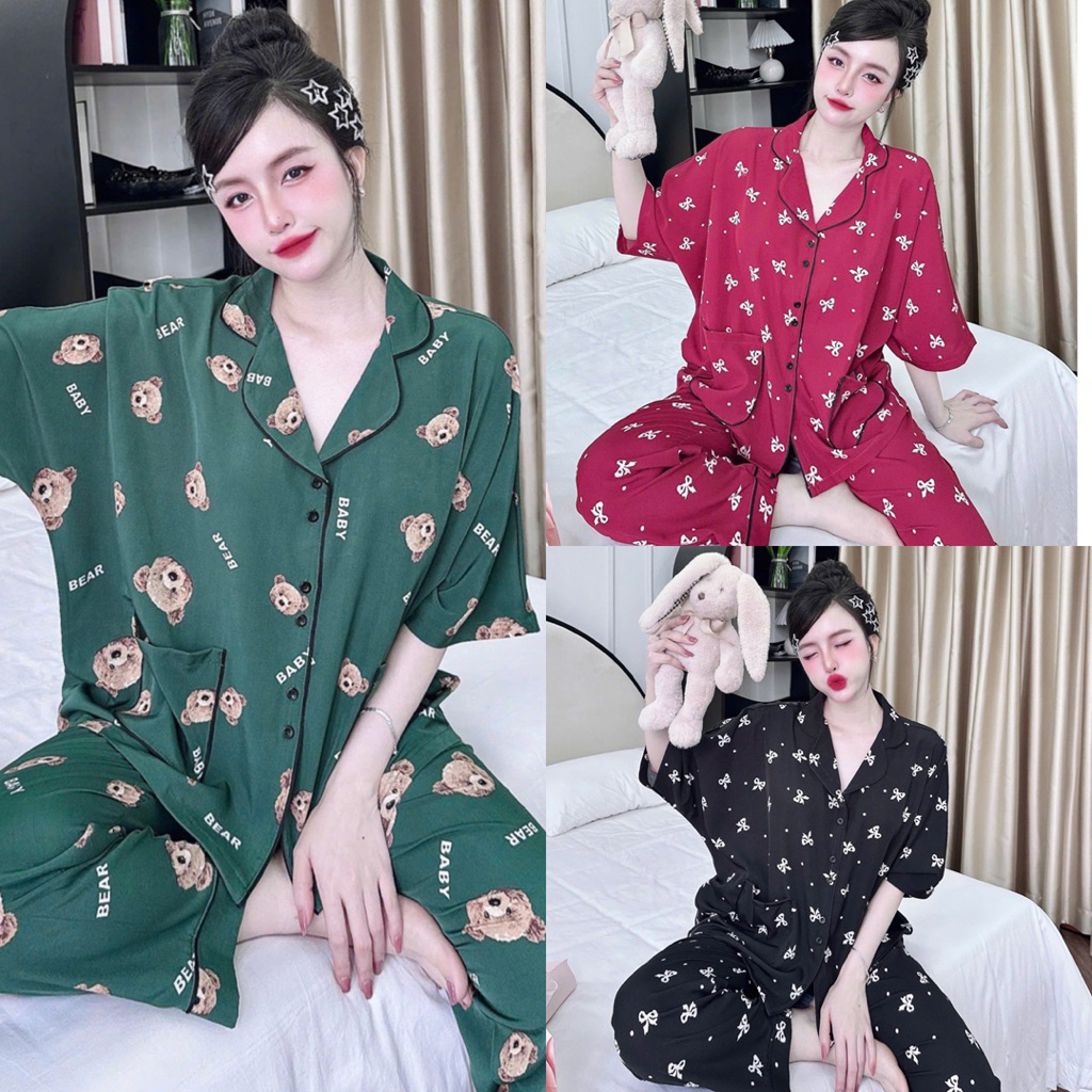 Bigsize 55-100kg from dài cánh dơi áo to  đồ ngủ đồ bộ pijama mặc nhà cực Xinh chất Lụa hàn Cao Cấp 