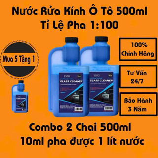   GIẢM GIÁ COMBO 2 Chai Nước Rửa Kính Ô Tô Glass Cleaner 500Ml,Tỉ Lệ Pha 1:100 Đậm Đặc,Tiết Kiệm 