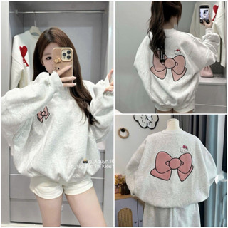   DEAL MỞ BÁN  Áo Nỉ Sweater nỉ tàu l1 tay phồng from Boxy chất nỉ bông dày dặn nam nữ unisex  nơ kity thêu  