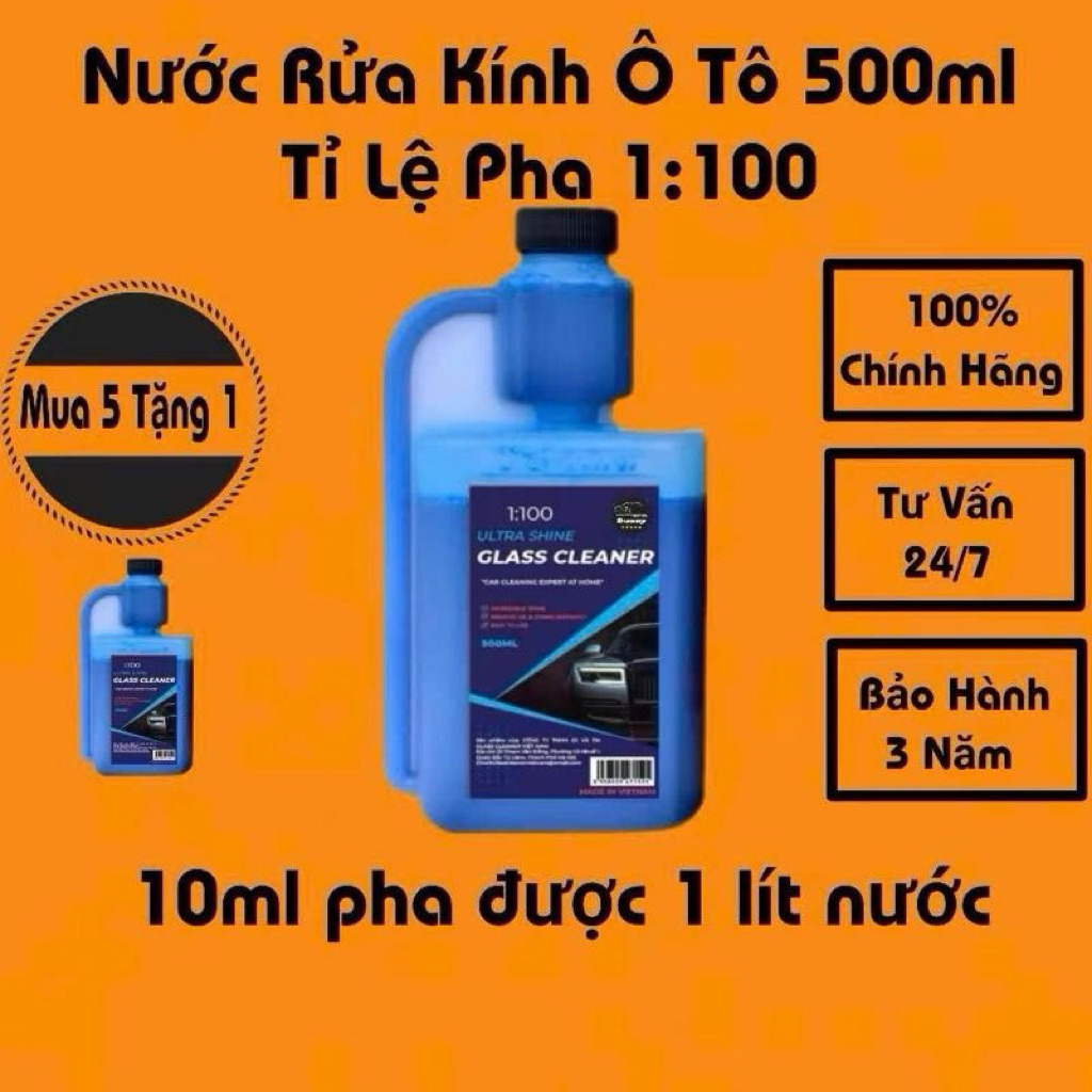 [GIẢM GIÁ]Nước Rửa Kính Lái Ô Tô Glass Cleaner 500ml-Sạch Trong Suốt,An Toàn Cho Hành Trình