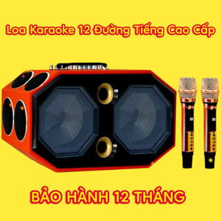 Loa Karaoke Xách Tay 12 Đường Tiếng Cao Cấp Bass Đôi 20cm Công Suất Mạnh Mẽ 850W Tặng Kèm 2 Micro Chống Hú 
