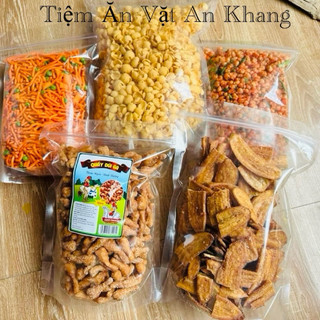  COMBO Ngon Bổ Rẻ 2,5KG 5 túi Snack Xương Chó Bim Tăm Đậu Ngô Cay Khô Bò Chuối Sấy Gừng Quẩy đùi Gà Thơm Ngon 