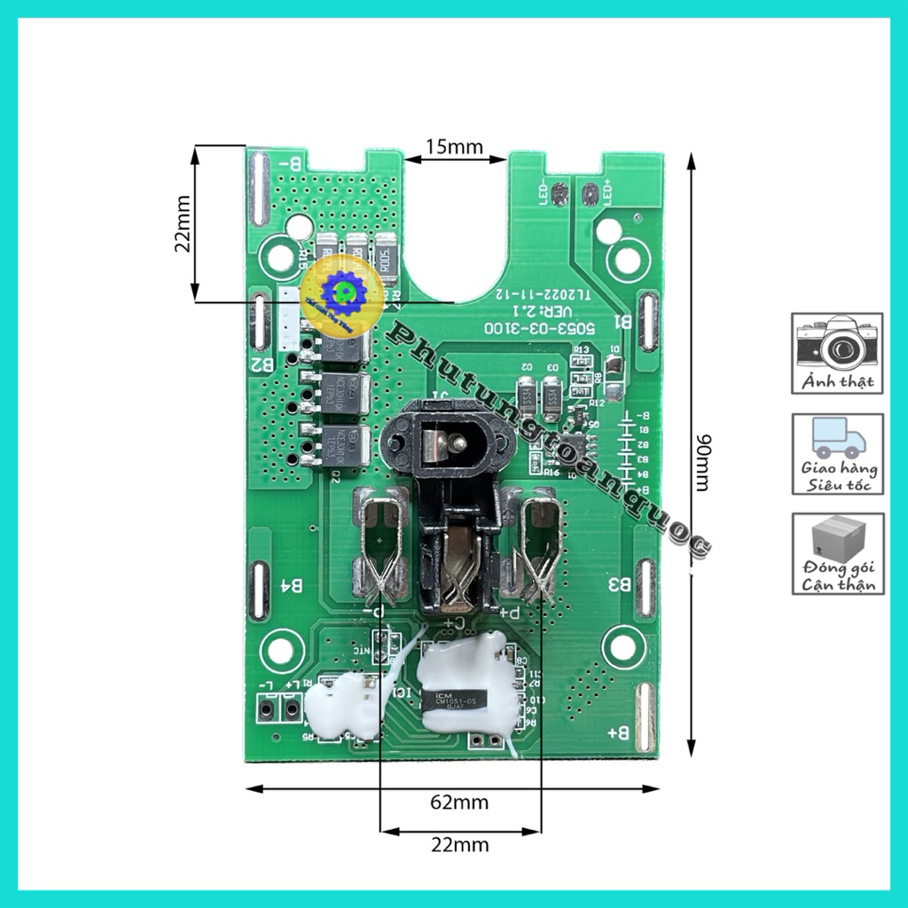 Mạch Pin (Sạc và Bảo Vệ Pin) 10 cell Hitachi, Thay Thế Cho Các Khối 10 cell Chân Hitachi 18v - 199v