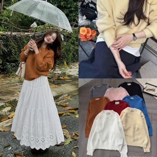   A102  ÁO LEN TRƠN CỔ TRÒN TAG HÀN metwo.dearu - Áo len sweater PASTEL basic QC dài tay FORM RỘNG dày dặn ulzzang HQ 
