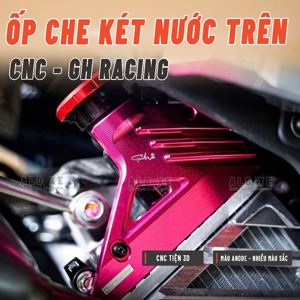 Ốp CHE KÉT NƯỚC TRÊN CNC GH-Racing cho xe SHi 125/160, Stylo 160, Giorno 125, Lead 125 4VAL, AB 125/