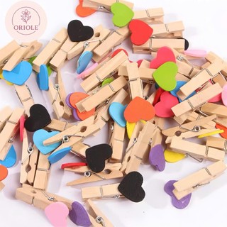 Set 50 kẹp gỗ hình tim ,ngôi sao 3.5cm kèm dây treo 5m, kẹp gỗ treo ảnh nhiều màu trang trí decor phòng