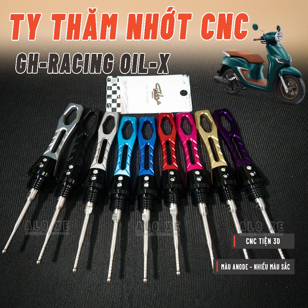 Ty thăm nhớt CNC Oil-X GH Racing cho các dòng xe LEAD 4VAL, Vario, AB, SHi, SH Mode, Vision và Scoop