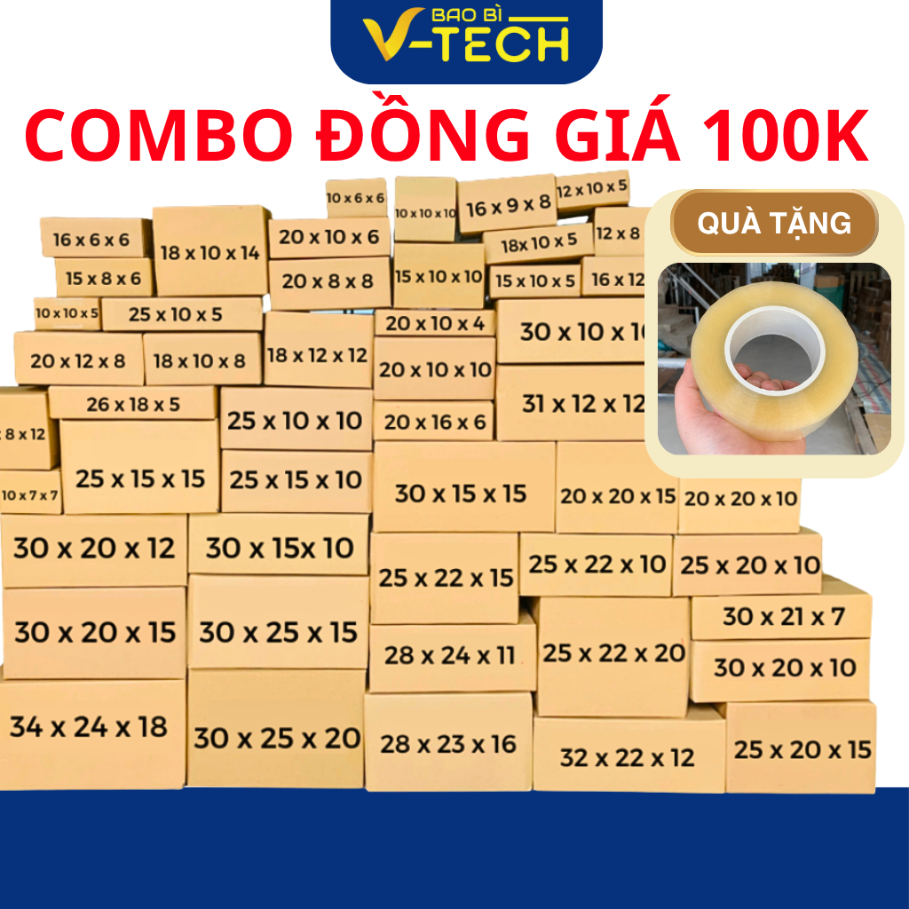 [COMBO] Hộp carton đóng hàng đồng giá 100k, hộp giấy gói hàng giá rẻ VTECH