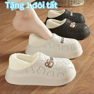  Dép Bông Lót Lông Nam Nữ  Mềm Mượt Siêu Ấm Áp Tặng Kèm 1 đôi Tất 