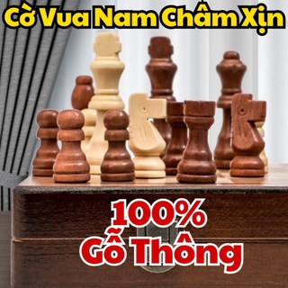   CHỌN LOẠI NAM CHÂM  Bộ cờ vua gỗ có bàn là hộp đưng 29cm và 39cm - Bộ cờ vua bằng gỗ thông tự nhiên chính hãng D Danido 