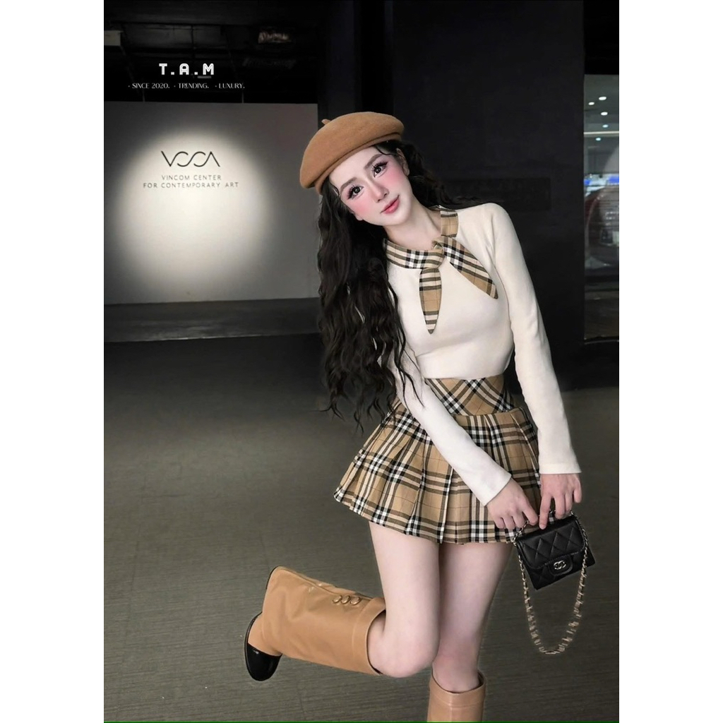 set áo dài tay cv xếp ly